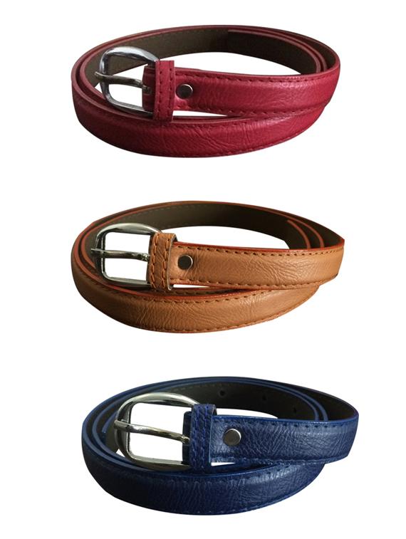 Red, Beige, Blue Leatherette Combos Belt - By