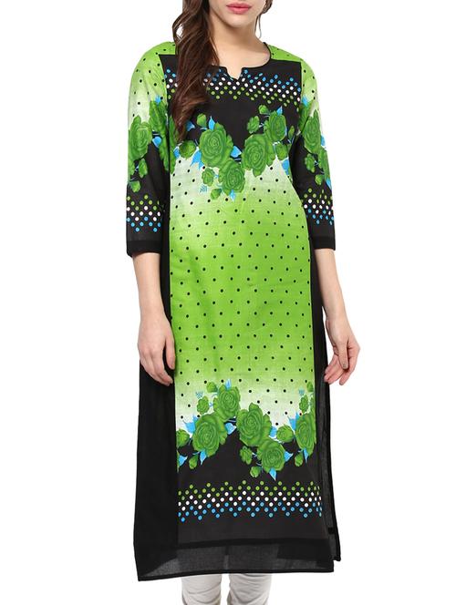 green cotton straight kurta - 10720639 - Very Small Image - 1