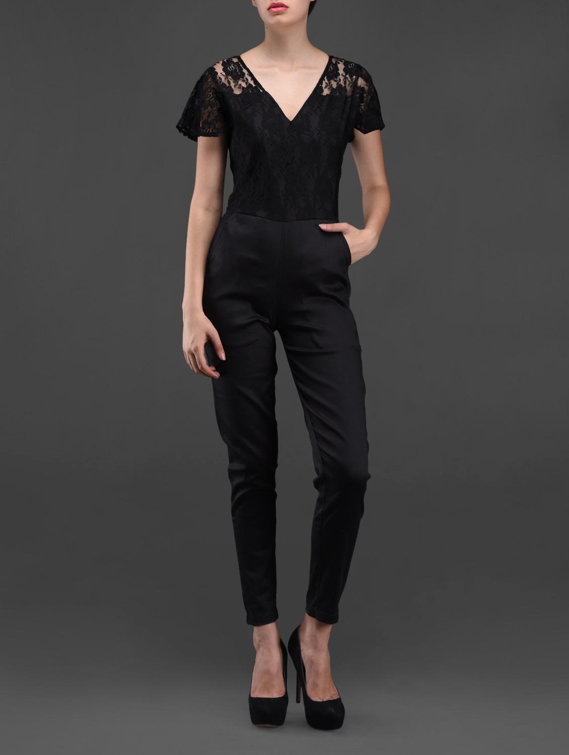 Poly Cotton & Lace Bell Sleeves Jumpsuit - Liebemode