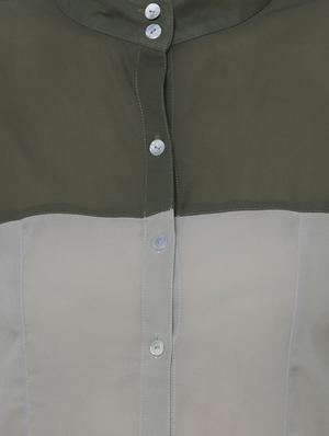 solid green poly georgette shirt - 10740864 - Standard Image - 4
