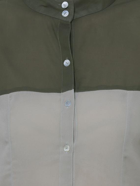 solid green poly georgette shirt - 10740864 - Zoom Image - 4
