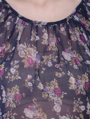 blue printed boxy top - 10740868 - Standard Image - 4