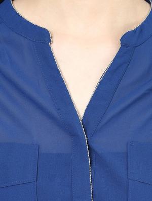 blue polyester top - 10743175 - Standard Image - 4