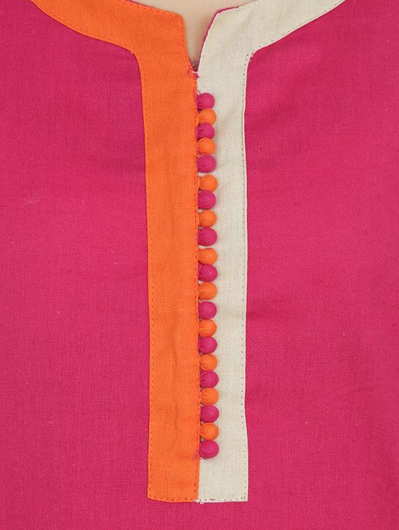 pink khadi straight kurta - 10808094 - Zoom Image - 4