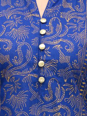 blue cotton straight kurta - 10809467 - Standard Image - 4