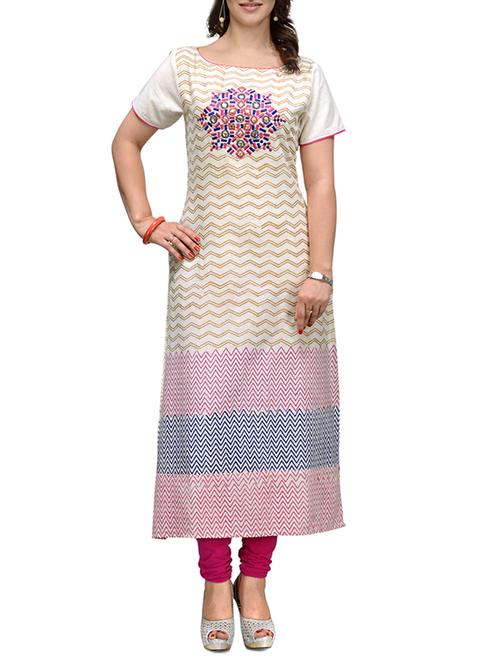 white flex cotton kurta - 10809471 - Standard Image - 1