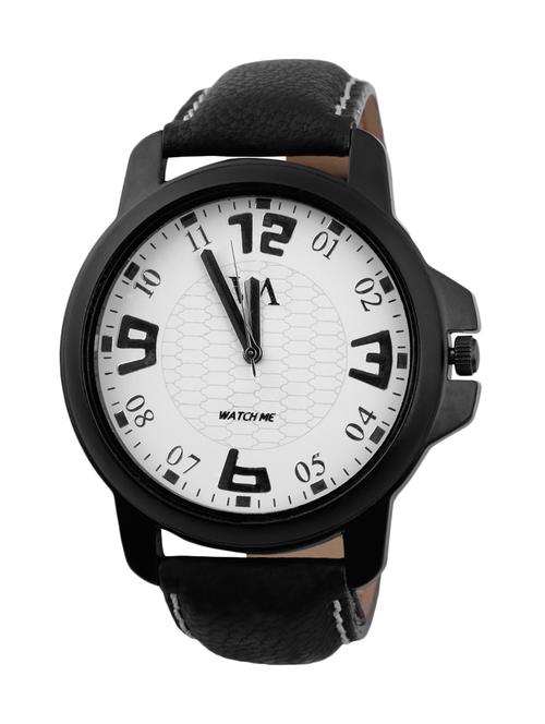 black leather analogue watch - 10809497 - Standard Image - 1