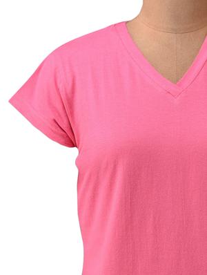 Pink V - Neck Cotton Knit Top - 1081350 - Standard Image - 4