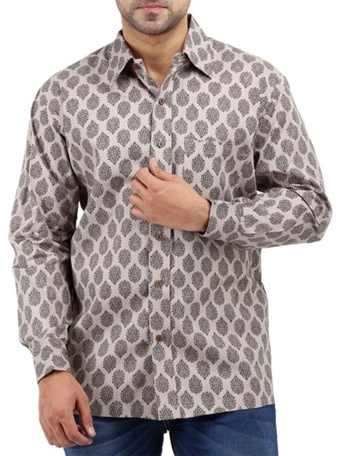 beige cotton casual shirt - 10819294 - Standard Image - 1