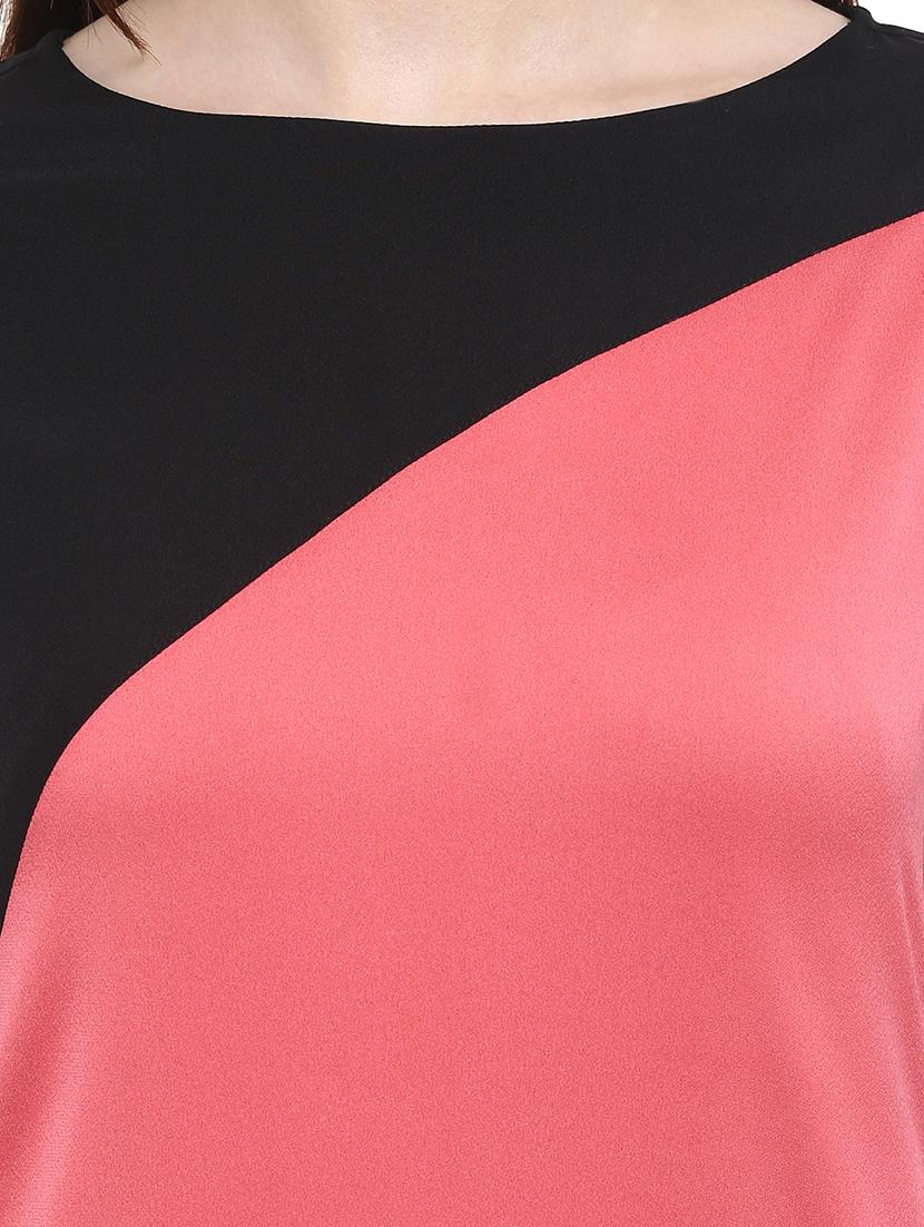 black,peach crepe kurta - 10830321 - Zoom Image - 4