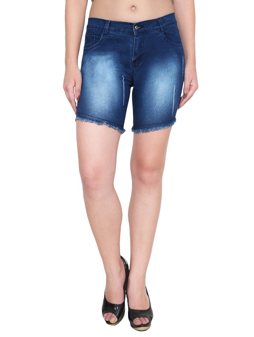 blue cotton blend shorts - 10837464 - Zoom Image - 4