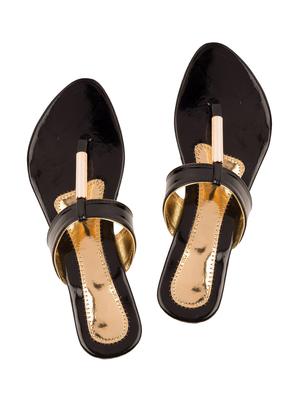 black faux leather t-strap sandal - 10841274 - Standard Image - 4