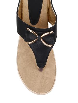 black leathrette wedge - 10842674 - Standard Image - 4