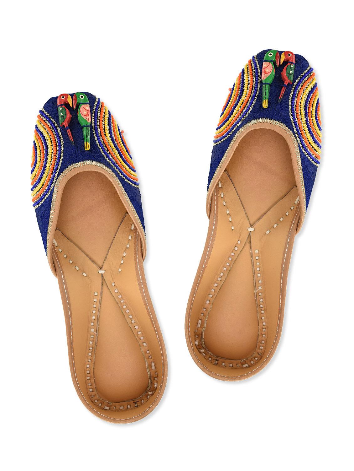 multi coloured beads embellished leather mojris - 10900455 - Zoom Image - 4