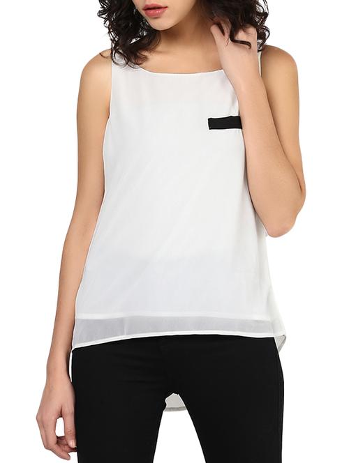 white georgette High-Low regular top - 10906609 - Standard Image - 1