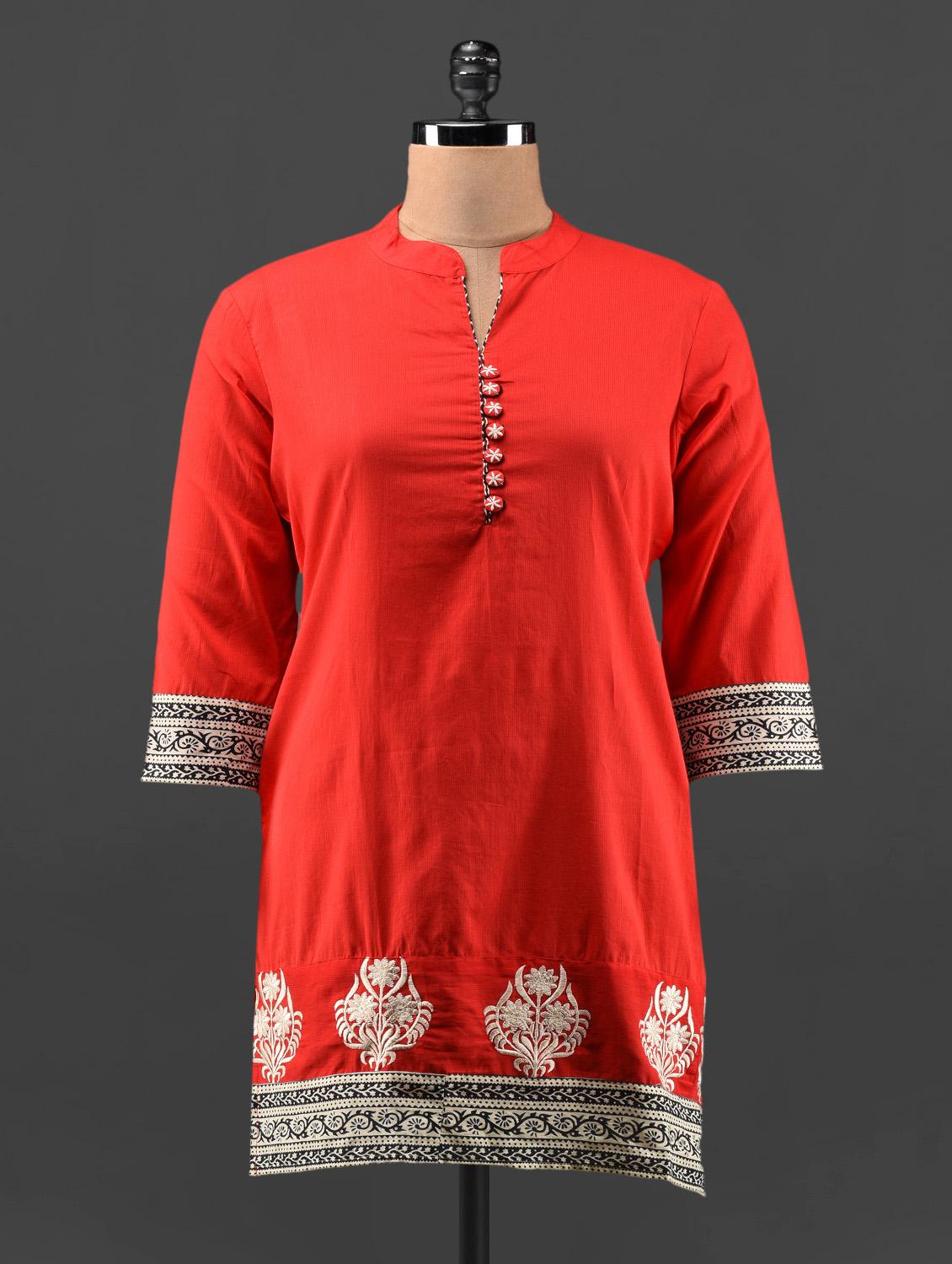 Quarter Sleeve Short Cotton Kurta - KAJJALI