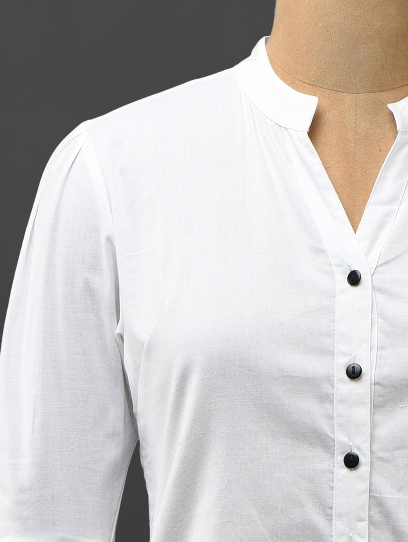 White mandarin collar Cotton Top - 1097274 - Zoom Image - 4