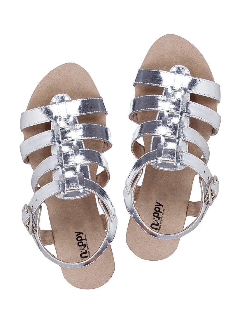 silver faux leather sandals - 10986477 - Zoom Image - 4