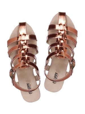 copper leatherette ankle strap sandals - 10986482 - Standard Image - 4