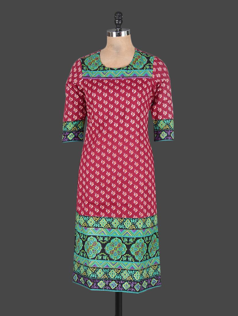 Round Neck Printed Kurta - KURTAWALA