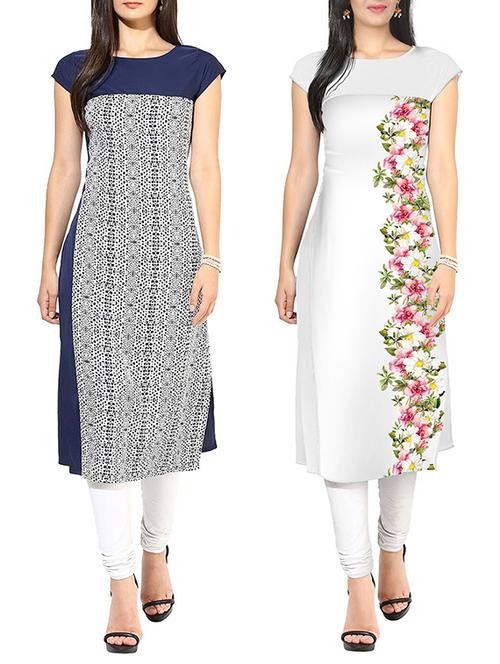 multi faux crepe kurta set of 2 - 11042001 - Very Small Image - 1
