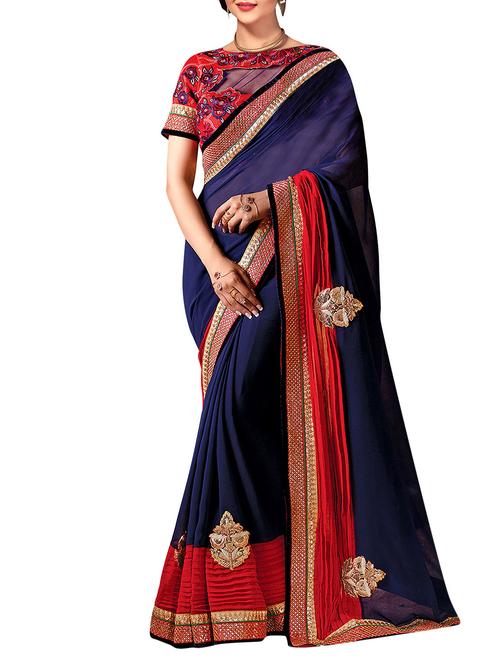 blue georgette saree - 11047571 - Very Small Image - 1