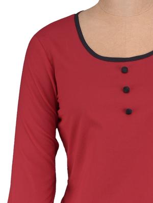 red cotton straight kurti - 1105862 - Standard Image - 4