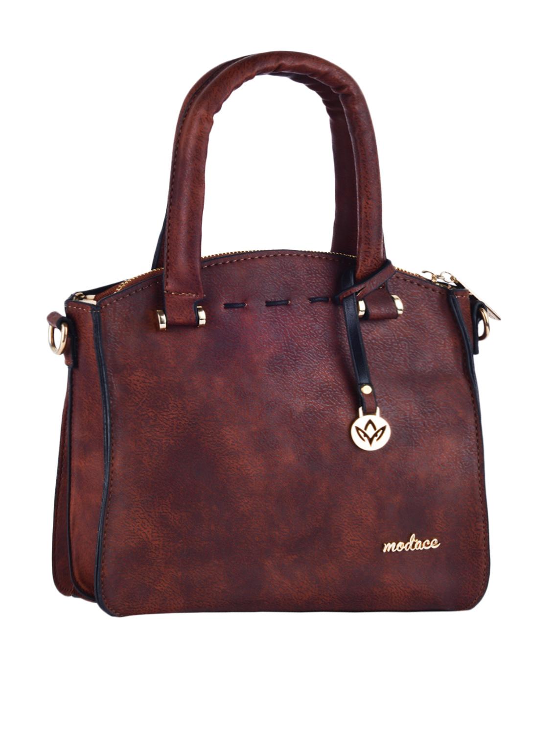 Solid Dual Compartment Leatherette Handbag - Mod'acc