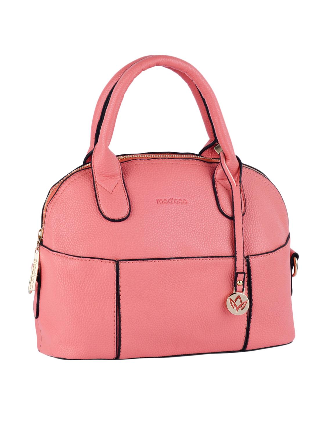 Solid Pink Leatherette Handbag - Mod'acc