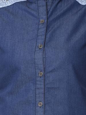 Blue denim lace top - 11081398 - Standard Image - 4
