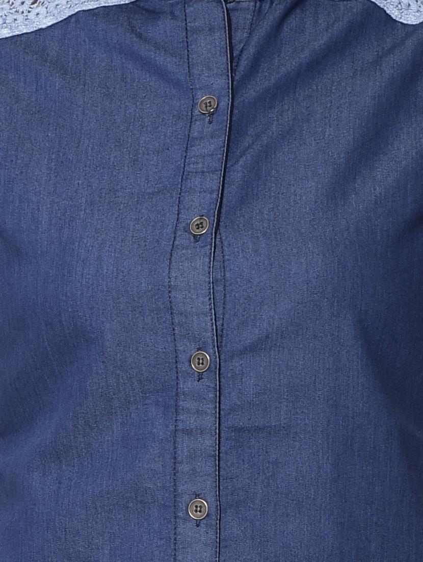 Blue denim lace top - 11081398 - Zoom Image - 4