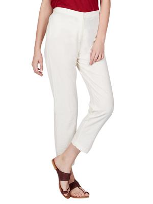 off white cotton peg trousers - 11090006 - Standard Image - 4