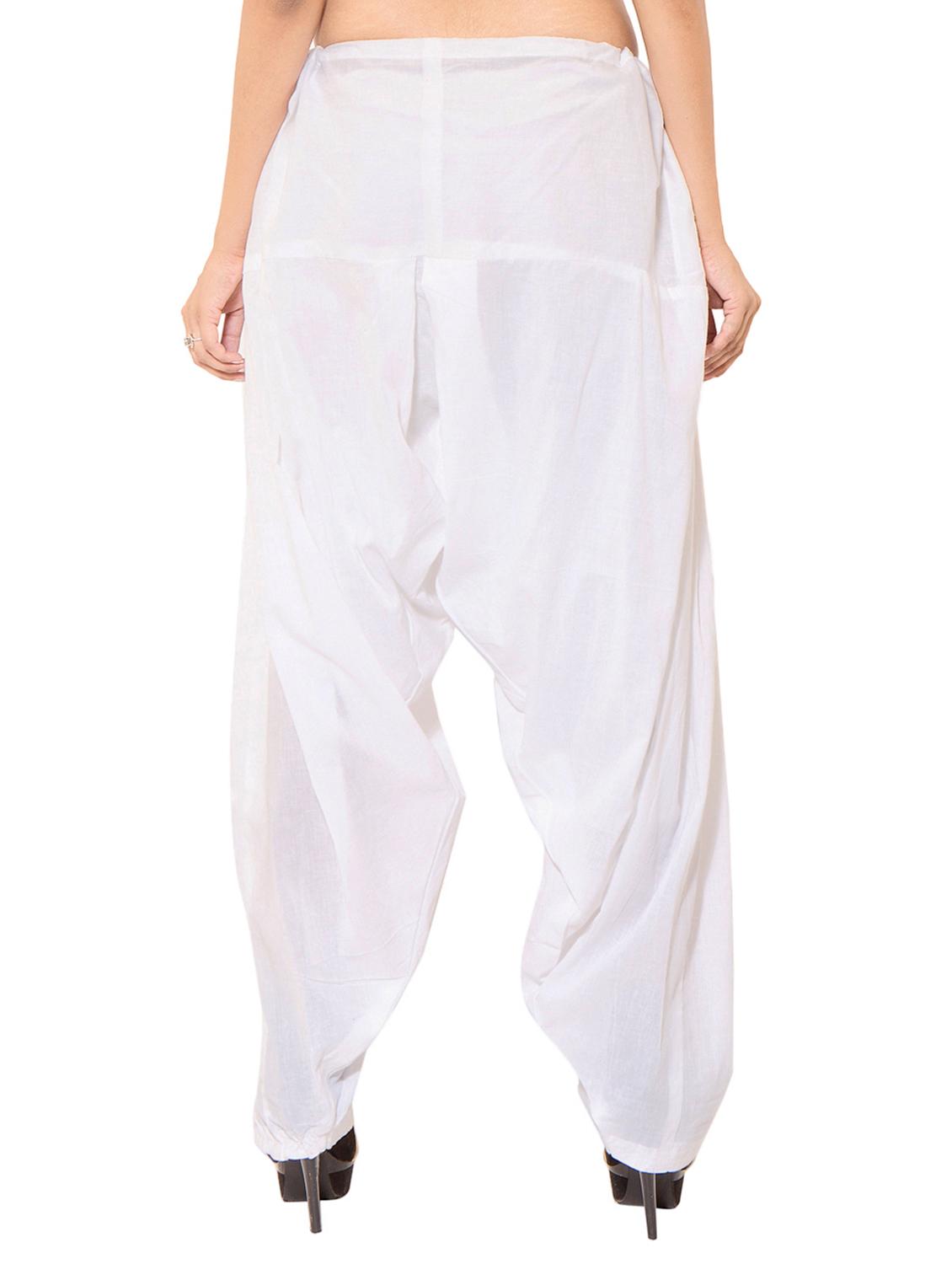 white cotton patiyala salwars - 11120046 - Zoom Image - 4