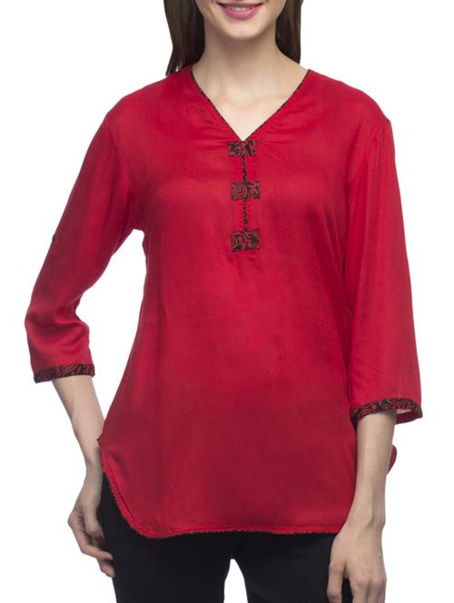 v-neck solid tunic - 11121023 - Standard Image - 1