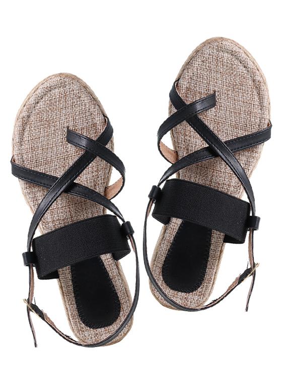 black leatherette back strap sandals - 11127034 - Zoom Image - 4