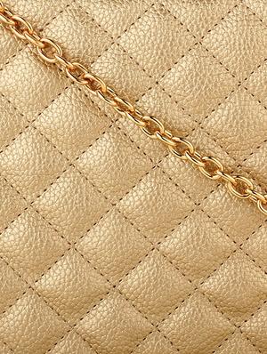 gold metal quilted sling bag - 11131412 - Standard Image - 4