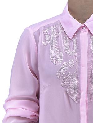 Pink Concealed Placket Embellished Top - 1113224 - Standard Image - 4