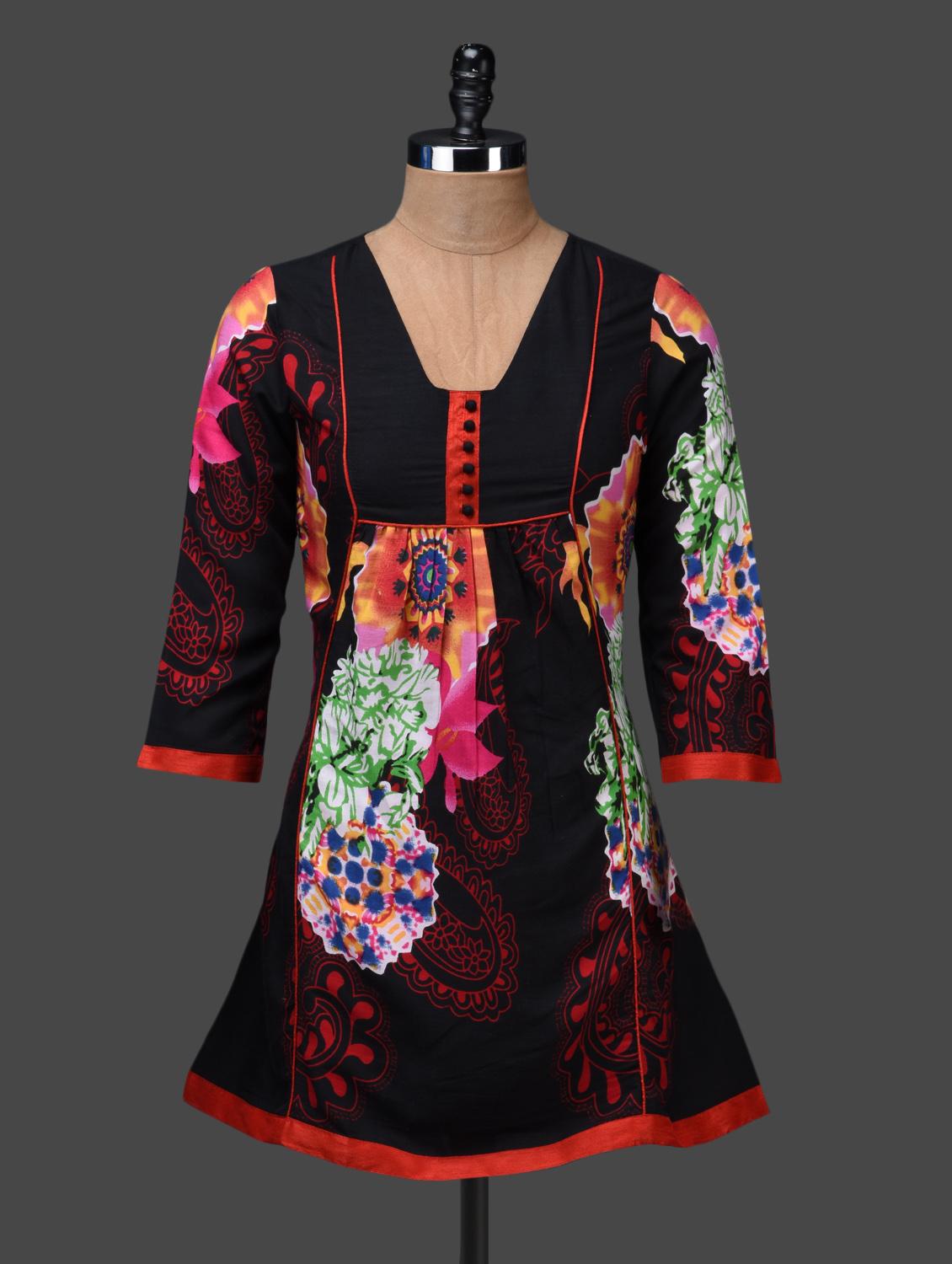 Quarter Sleeves Floral Print Tunic - Shakumbhari