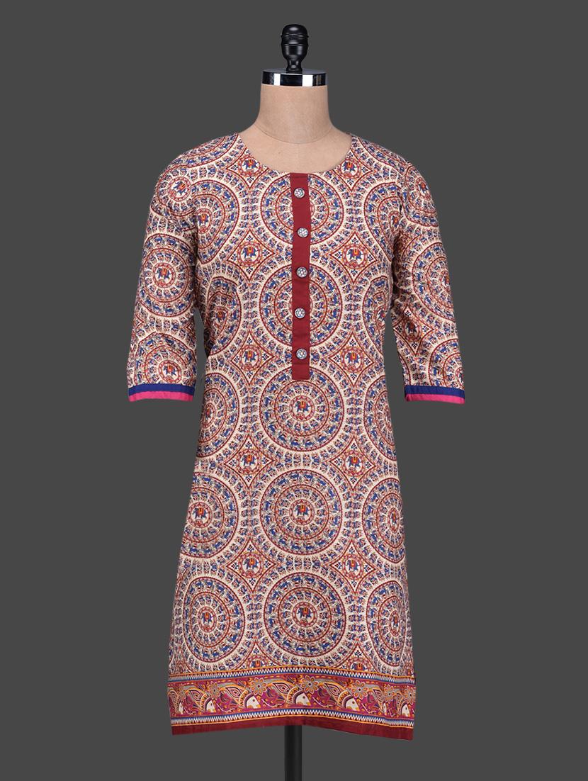 Quarter Sleeve Geometric Printed Kurta - SHREE