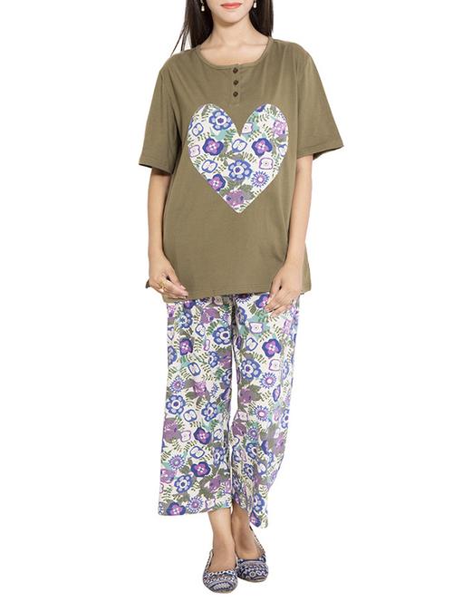 multicolored cotton knits nightwear set - 11181152 - Standard Image - 1