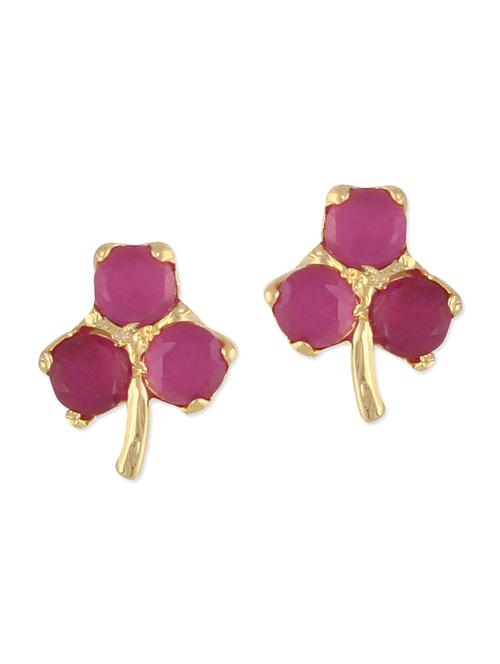 pink embellished brass studs earrings - 11275680 - Standard Image - 1