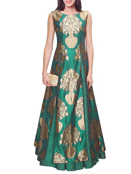 green colored, Jacquard net lehenga material - 11275975 - Standard Image - 1