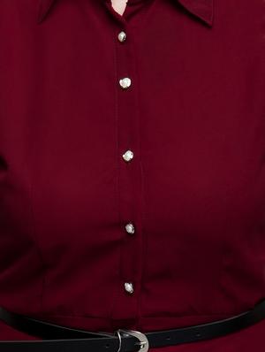 shirt collar belted dress - 11285760 - Standard Image - 4