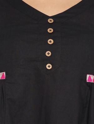 black cotton kurta - 11290849 - Standard Image - 4