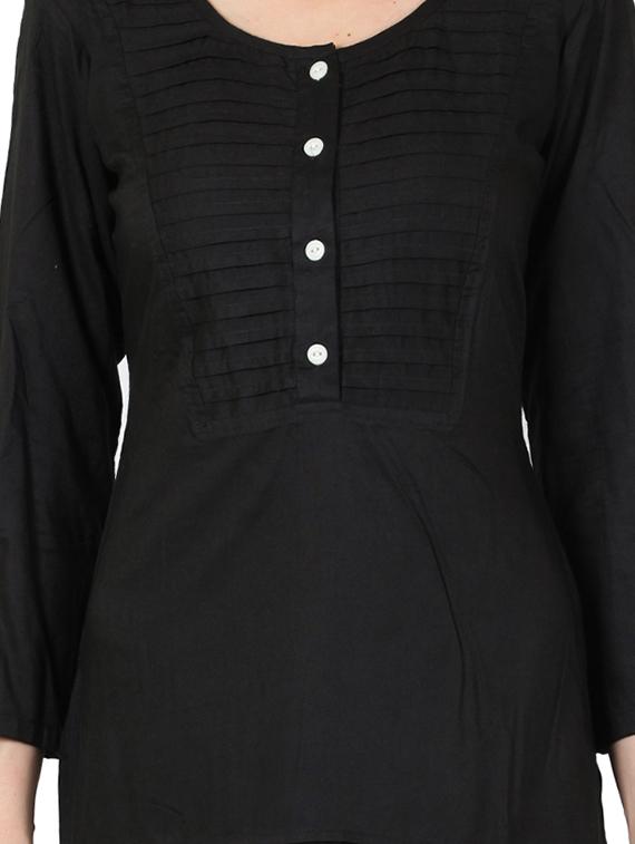 black rayon solid kurta - 11294603 - Zoom Image - 4