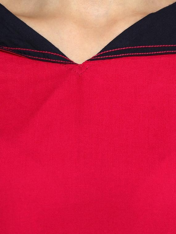 solid contrast straight kurta - 11304928 - Zoom Image - 4