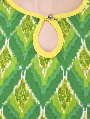 green cotton printed kurta - 11361589 - Standard Image - 4