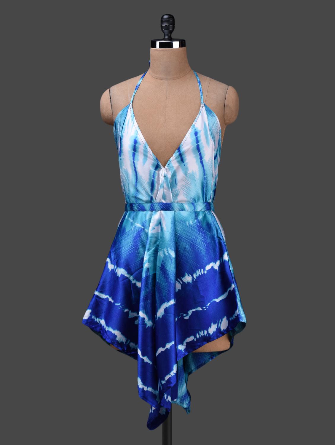 Halter Neck Printed Asymmetrical Dress - Albely