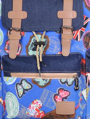 blue canvas printed backpack - 11383098 - Standard Image - 4
