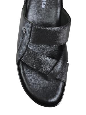 black leather slip on slippers - 11398631 - Standard Image - 4
